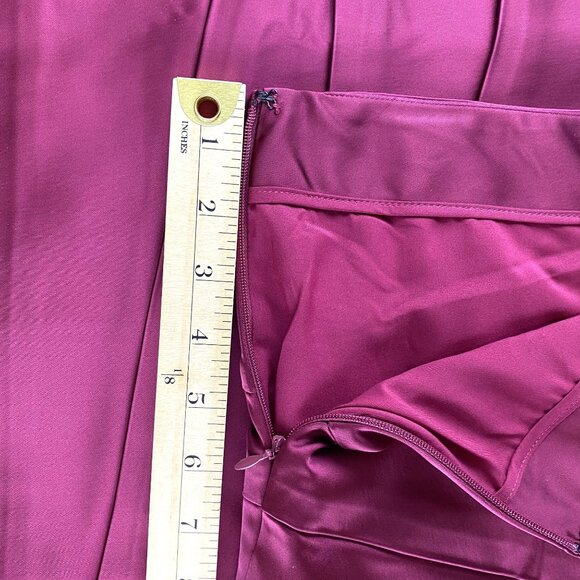 WHBM Womens Size 8 Burgundy Old Money Classic Ruched Formal Preppy Pencil Skirt - Picture 11 of 14